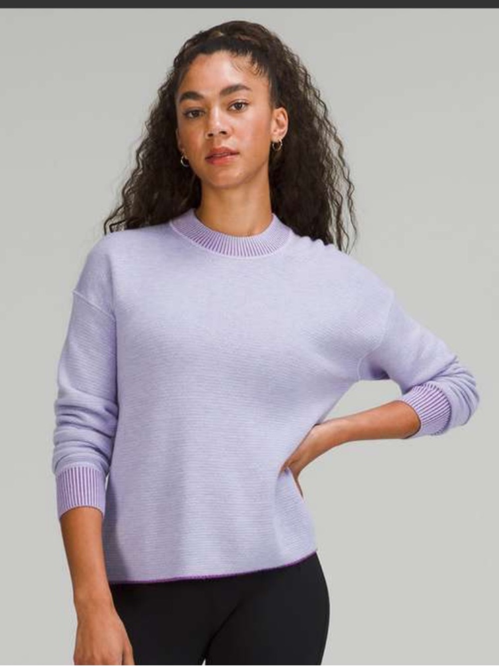 lululemon Reversible Double-Knit Crew Neck Wool Blend Sweater sz 2